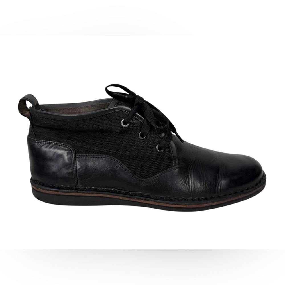 John Varvatos Mens 9 M Chukka Boots Black Leather Hipster Lace Casual Shoes